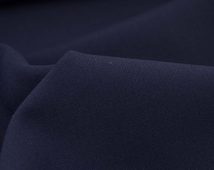 Trouser fabric with cotton and stretch, in plain dark blue - 140 cm wide - fabric matt, UNI