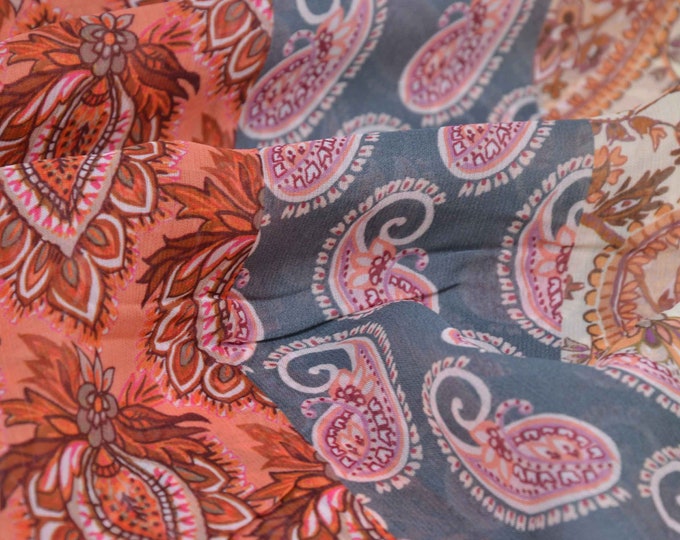 NEW! Chiffon, crepe, blouse fabric, paisley