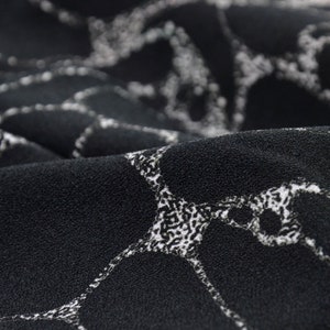 Blouse fabric black, white made of viscose by Hilco - 135 cm wide - fabric crushed patterned