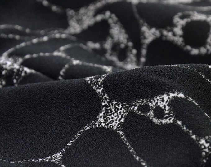 Black and white viscose blouse fabric from Hilco - 135 cm wide - crinkled patterned fabric