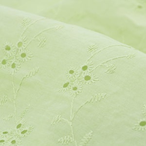 Blouse fabric voile made of cotton with embroidery, eyelet embroidery - 135 cm wide - patterned fabric UNI