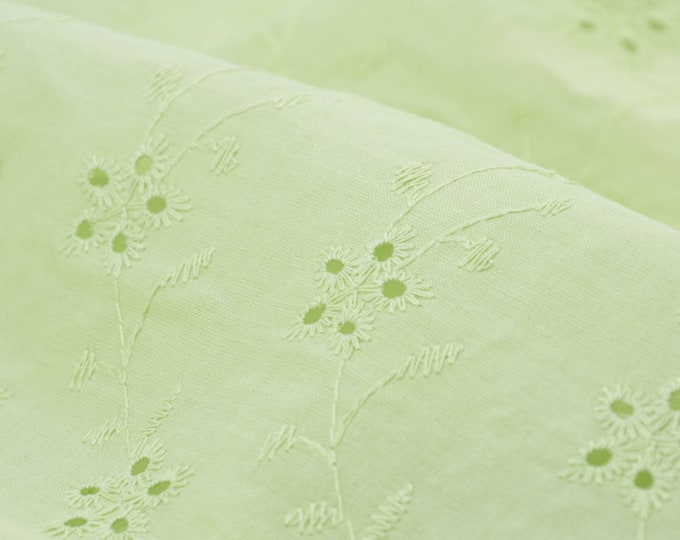 Blusenstoff Voile aus Baumwolle mit Stickerei, Lochstickerei - 135cm breit - Stoff gemustert UNI