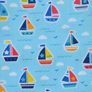 Maritime, ships, sailboats, cotton print, sea, blue - Makower 2439 T