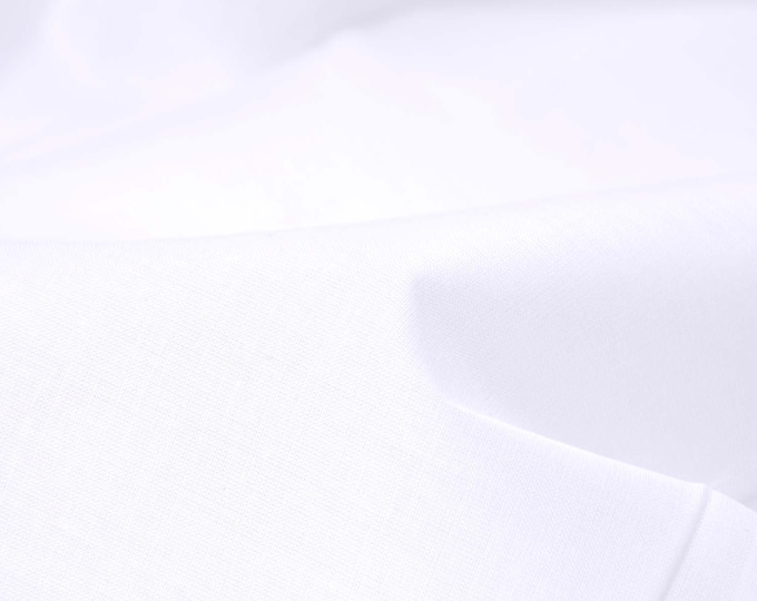 Blouse fabric batiste made of pure cotton in plain white, thin - 140 cm wide - fabric smooth, UNI