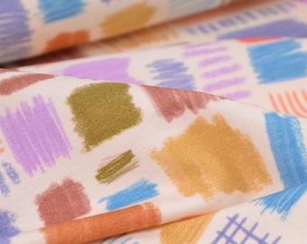 Sweat French Terry Happy Doodle, lines made of cotton by Hilco - 145 cm wide - smooth fabric, geometric pattern