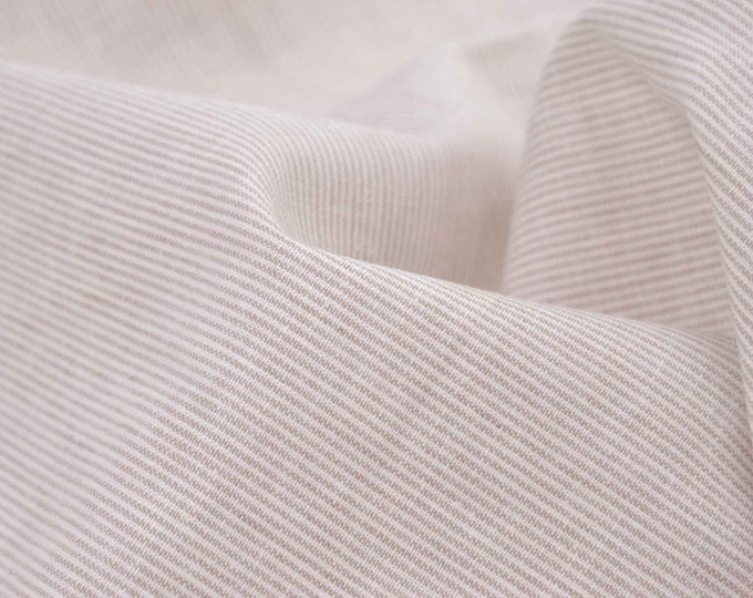 Leinen Stoff mit Baumwolle, gestreift beige-weiß, Streifen - 140cm breit - Stoff Leinenoptik, Streifen