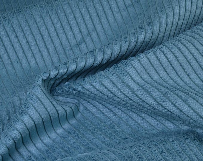 Corduroy upholstery fabric, velvet in petrol, blue, soft, velvety - 140 cm wide - velvety fabric, solid color