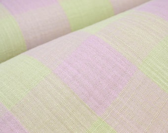 Muslin checkered fabric in pink and green by Katia - 135 cm wide - patterned checkered fabric