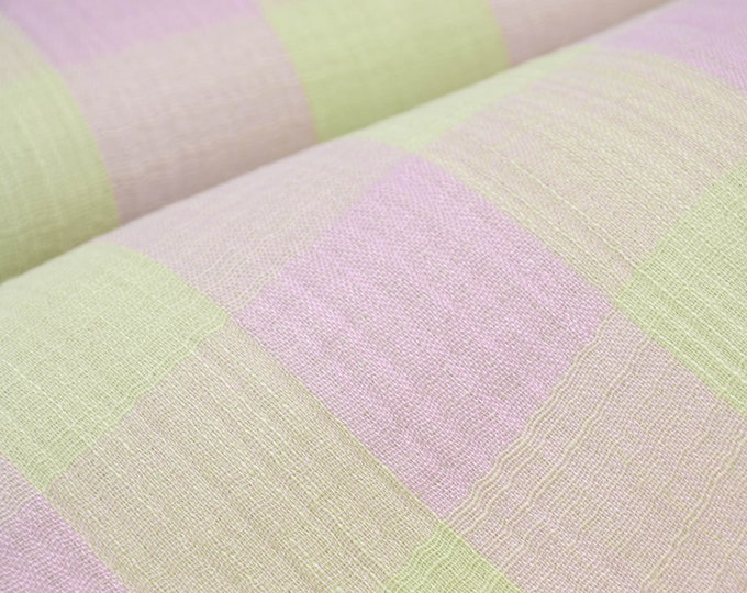 Musselin kariert in Rosa und Grün von Katia - 135cm breit - Stoff gemustert Karos