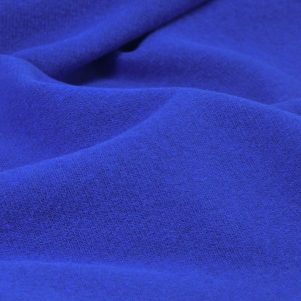 Strickstoff Gillo aus Baumwolle in blau, royal blau von Hilco - 175cm breit - Stoff matt, melange