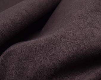 Faux leather velour in plain brown for trousers, dresses - 140 cm wide - fabric roughened, UNI