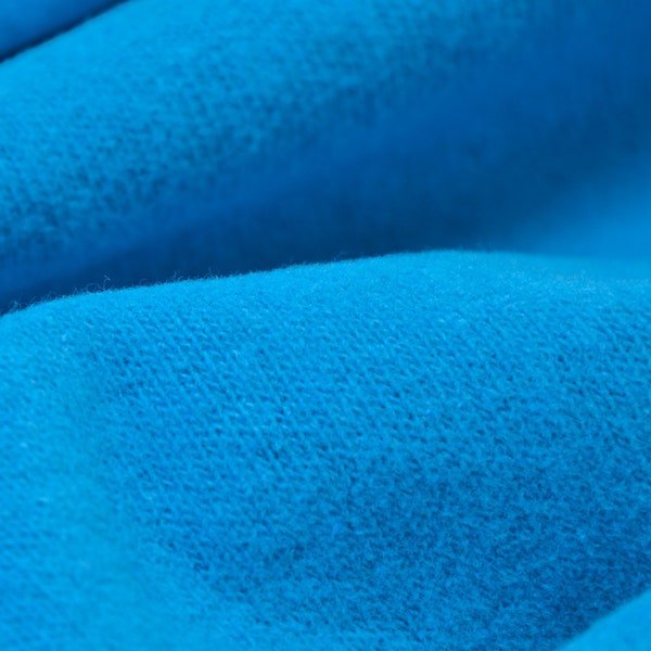 Strickstoff Gillo aus Baumwolle in blau, türkis von Hilco - 175cm breit - Stoff matt, melange