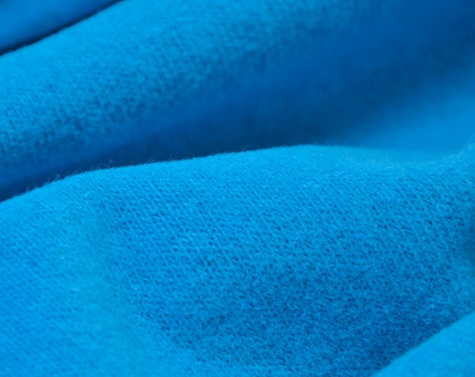 Strickstoff Gillo aus Baumwolle in blau, türkis von Hilco - 175cm breit - Stoff matt, melange