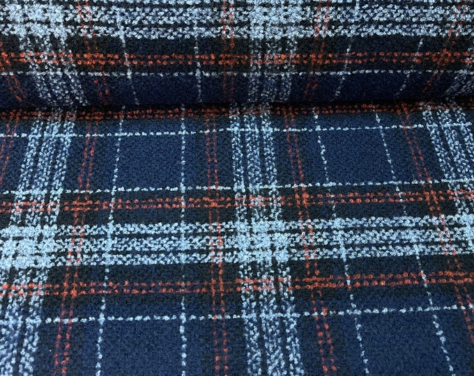 Coat fabric, check, blue, red, Ulla