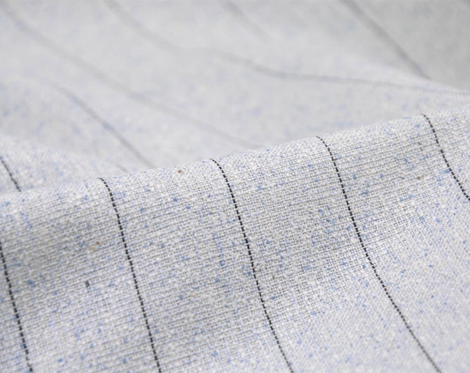 Leinenstoff Mischung blau, Streifen, gestreift - 155cm breit - Stoff glatt Streifen