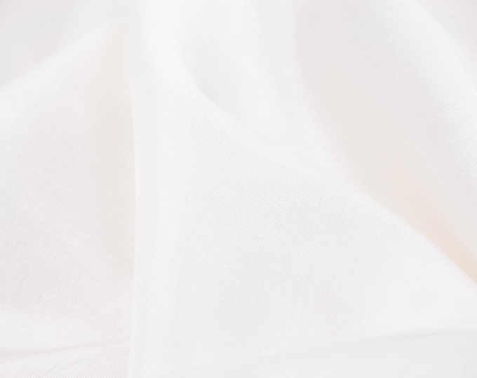 Evening wear lining taffeta "Venezia" plain white, eggshell - 140 cm wide - fabric smooth UNI