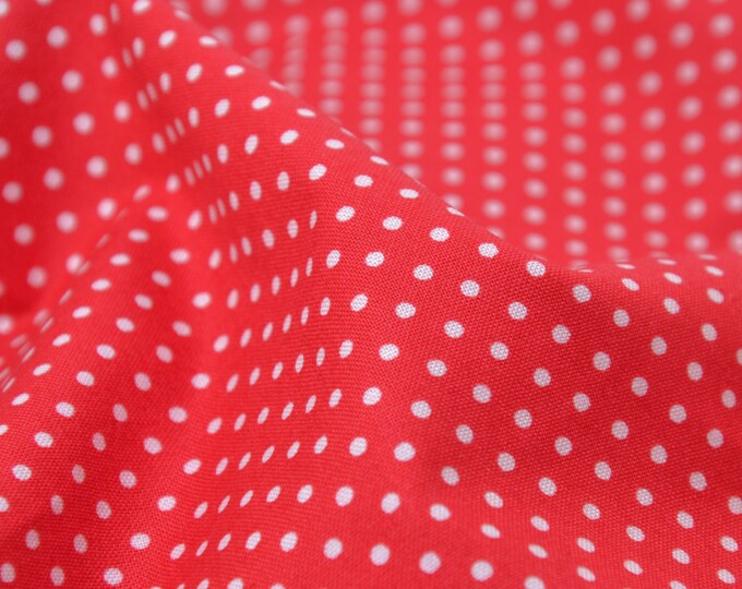 Baumwollstoff mit Punkten in rot, weiß von Makower, Patchwork - 110cm breit - Stoff glatt, Punkte