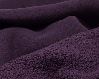 Fleece coat fabric, Teddy in solid purple, aubergine by Hilco - 145 cm wide - matte fabric, solid color