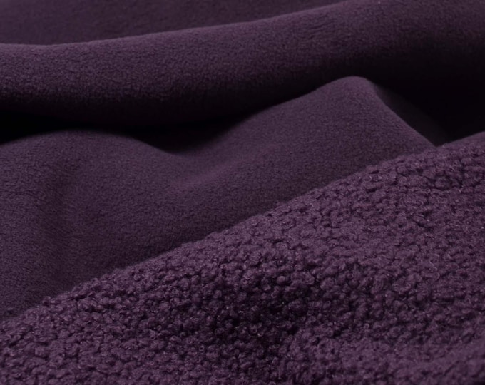 Fleece coat fabric, Teddy in solid purple, aubergine by Hilco - 145 cm wide - matte fabric, solid color