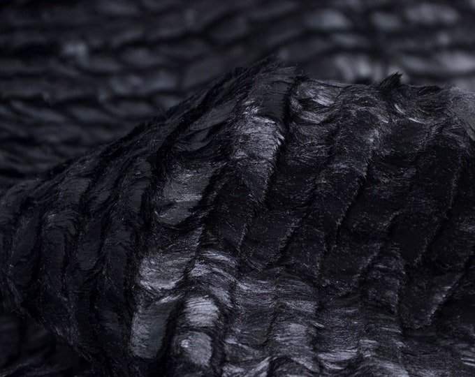 Mantelstoff Fellimitat schwarz, glänzend - 150cm breit - Stoff glänzend UNI