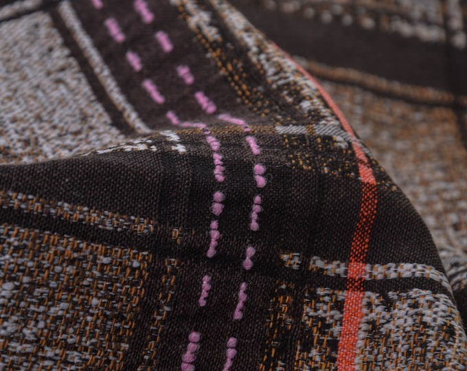 Mantelstoff „Birminham“, Karo, braun, weiß von Hilco - 140cm breit - Stoff matt Karos