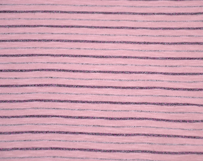 Viscose jersey, stripes, old pink, glitter - Little Darling
