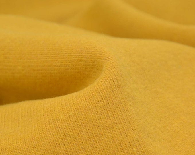 Strickstoff Gillo ocker aus Baumwolle von Hilco  - 175cm breit - Stoff strick, UNI