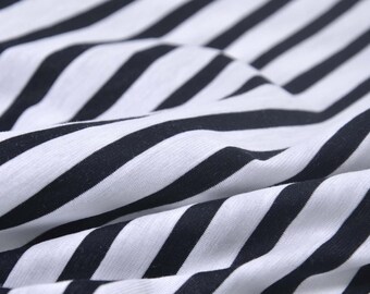 Jersey fabric made of cotton with stripes in black, white - 150 cm wide - fabric smooth, stripes