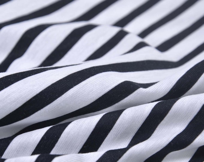 Jersey fabric made of cotton with stripes in black, white - 150 cm wide - fabric smooth, stripes
