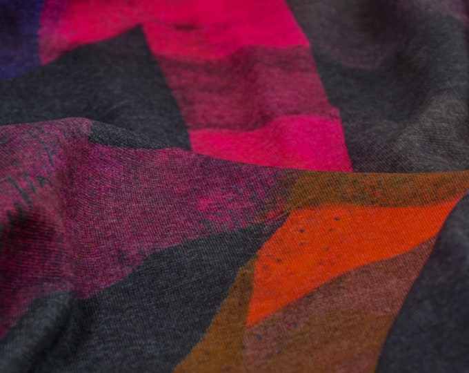 Jersey aus Viskose in schwarz, pink, lila von Hilco - 160cm breit - Stoff gemustert gemustert