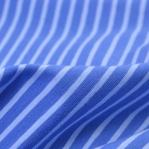 Children&#39;s jersey in blue with stripes made of cotton - 145 cm wide - fabric matt, stripes