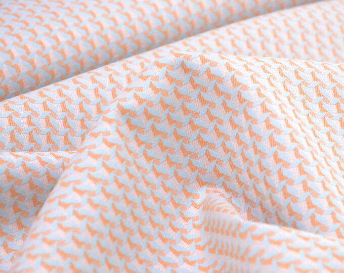 NEW! Jacquard stretch fabric, orange, turquoise, shiny, elastic