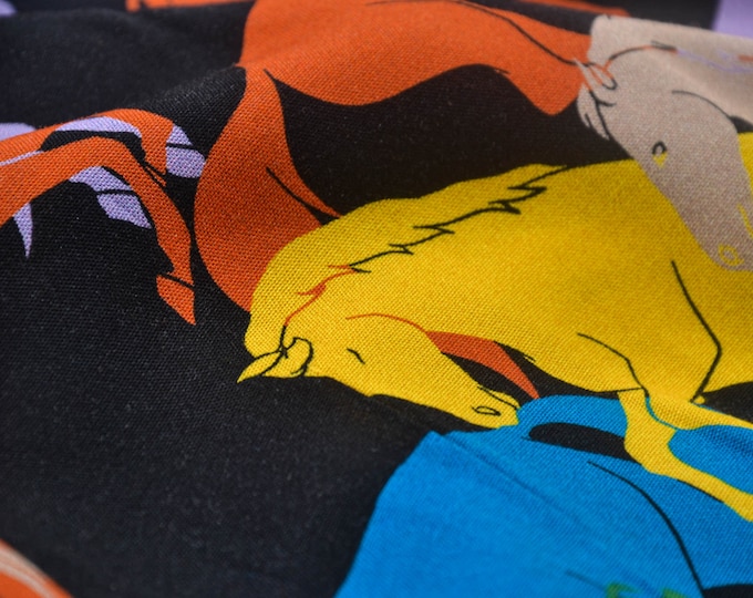 Blouse fabric with large horses made of viscose - 145 cm wide - patterned fabric
