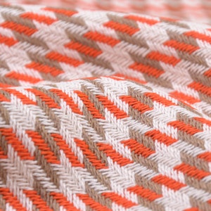 Designer fabric classic from Italy in orange, beige - 155 cm wide - fabric smooth houndstooth