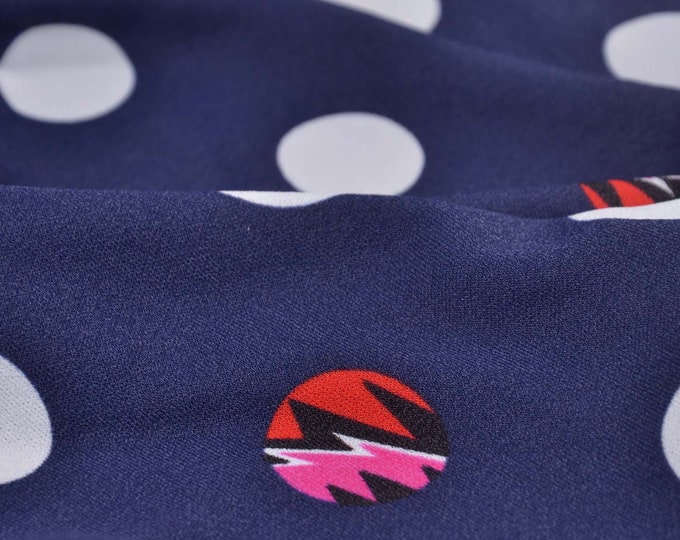 Jersey fabric made of viscose in blue, dots white, cold viscose - 145 cm wide - patterned fabric, patterned