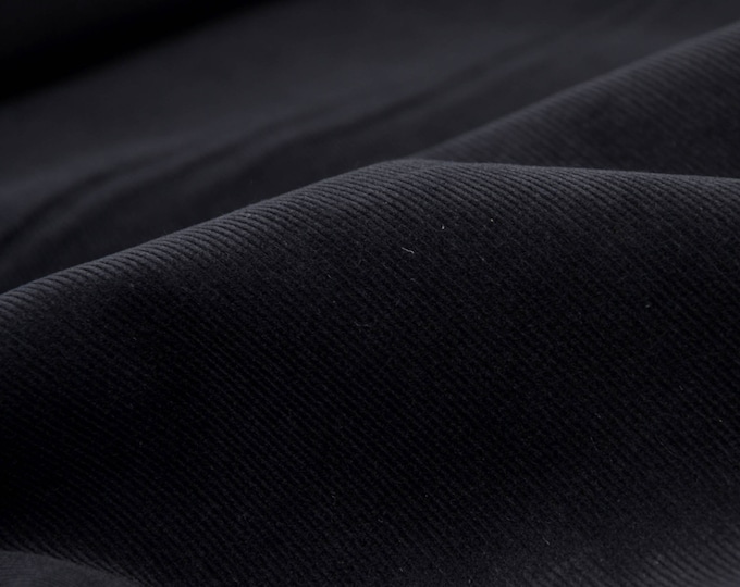Hosenstoff Cord aus Baumwolle in schwarz - 140cm breit - Stoff leicht glänzend UNI