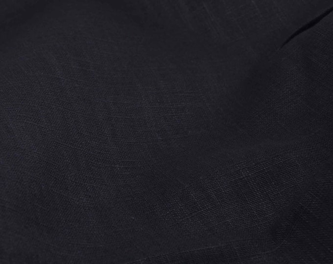 Leinen Stoff uni schwarz, reines Leinen, für Hosen, Kleider - 135cm breit - Stoff matt, UNI