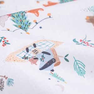 Cotton fabric Christmas, winter, animals, Christmas tree - 145 cm wide - fabric matt Christmas