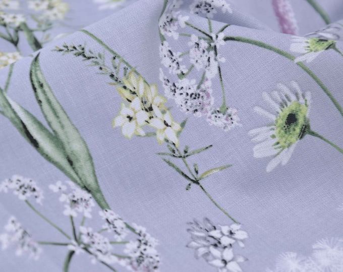 Cotton print flowers, dandelion, lilac, green - Gütermann