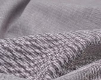 Linen fabric stretch with cotton in brown, beige, herringbone - 150 cm wide - fabric smooth, herringbone