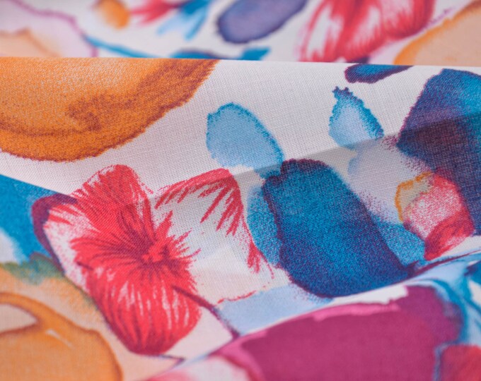 Blouse fabric with flowers and colorful circles made of cotton - 140 cm wide - patterned fabric