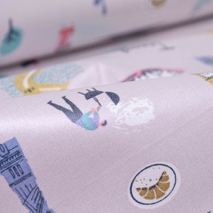 Tela decorativa de algodón recubierto para bolsos Travel the World - 140 cm de ancho - tela estampada