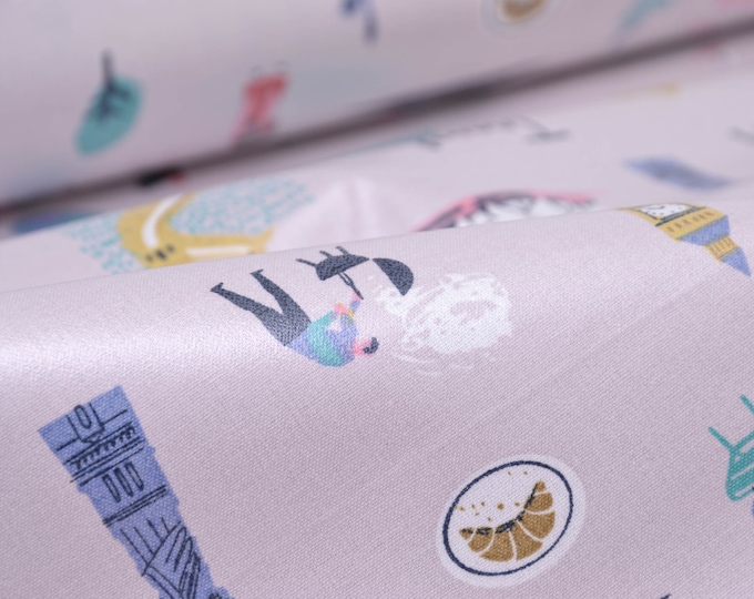 Dekostoff beschichtete Baumwolle für Taschen Travel the World - 140cm breit - Stoff gemustert gemustert