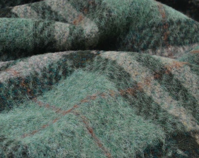 Coat fabric “Sally” with wool in mint, petrol check by Hilco - 145 cm wide - patterned fabric, checks