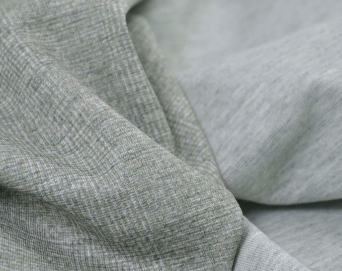 Romanit cotton jersey, checks, grey, green - 145 cm wide - fabric can be used on both sides, checks