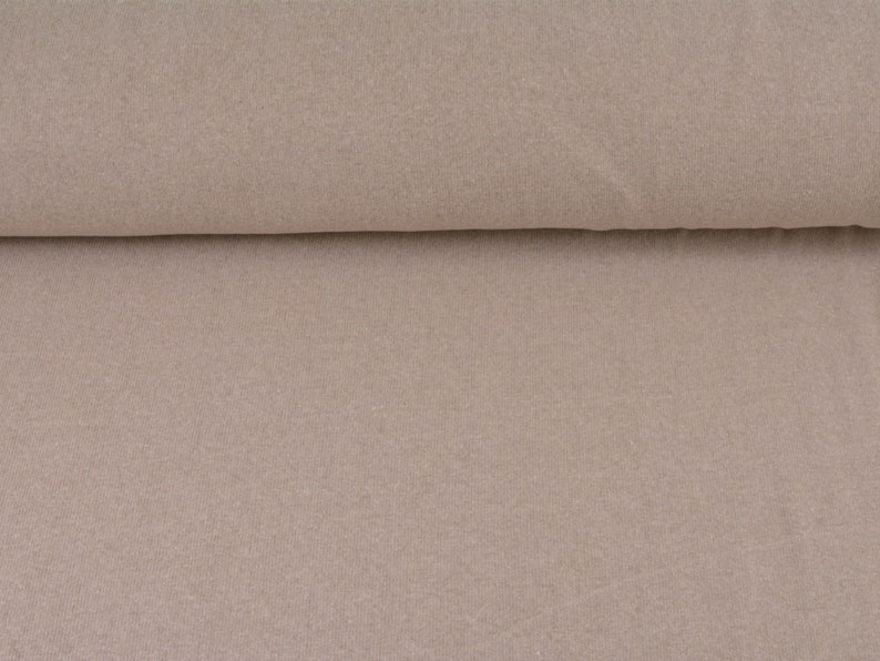 Gillo knitted cotton fabric in beige, natural by Hilco - 175 cm wide - matte melange fabric image 6