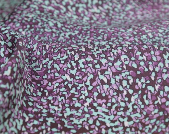 Blouse fabric satin fabric patterned with dots in purple, brown - 145 cm wide - fabric smooth, patterned
