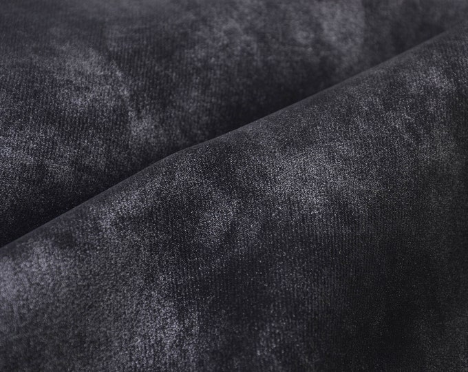 Hosenstoff Kunstleder schwarz, grau, Glitzer von Hilco - 140cm breit - Stoff glatt gemustert