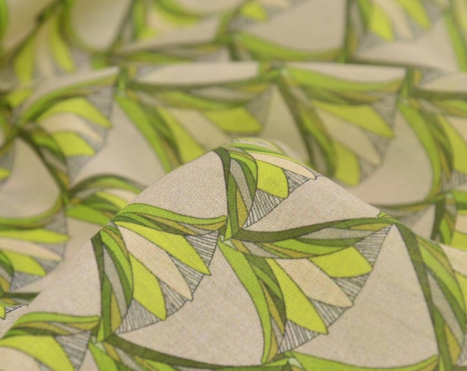 Blouse fabric batiste made of cotton, thin, patterned, green - 145 cm wide - smooth, patterned fabric