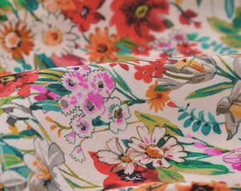Blousestof van viscose met kleine, kleurrijke bloemen, jurken, rokken - 150 cm breed - stof glad, patroon
